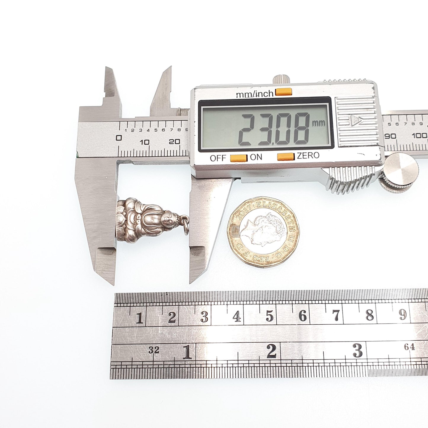 Old Vintage Solid Silver Chinese Buddha Pendant Necklace Chinese Marks Style Buddhist Mens Womens Jewelry Jewellery