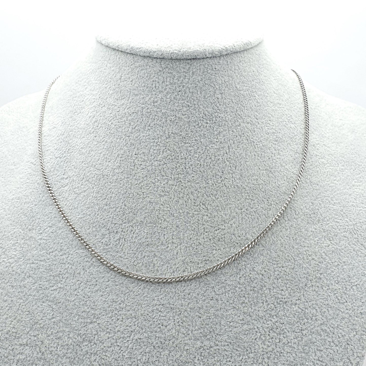Vintage Sterling Silver Curb Link Chain Necklace 45cm 17.7” 4.73 Links Chains Mens Womens Retro Jewelry Jewellery