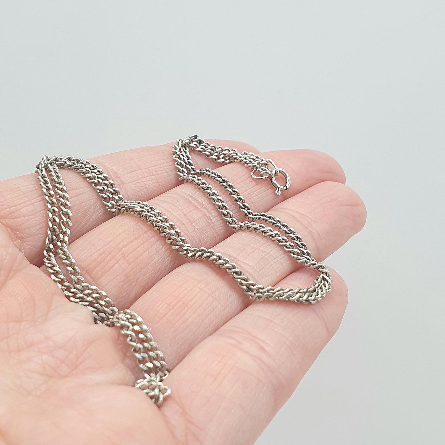 Vintage Sterling Silver Curb Link Chain Necklace 45cm 17.7” 4.73 Links Chains Mens Womens Retro Jewelry Jewellery