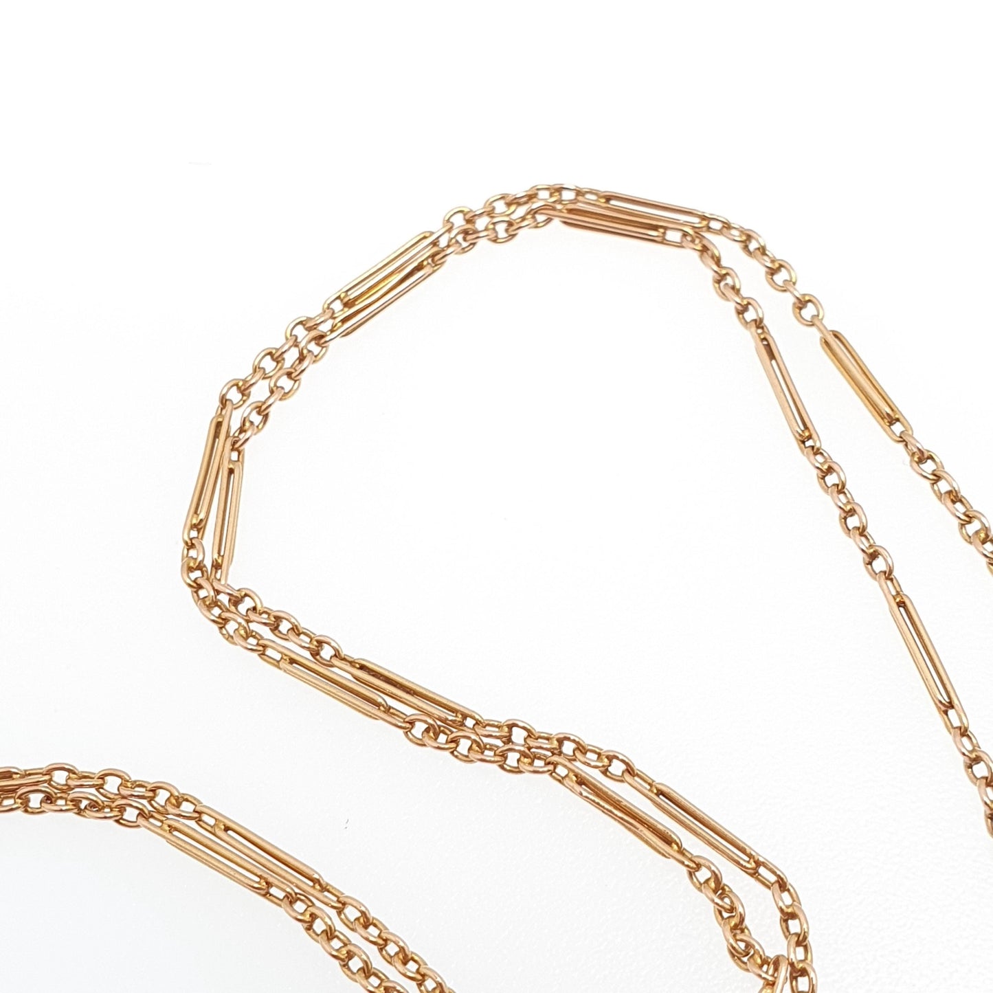 Antique Victorian 15ct Gold Staple Link Chain Necklace Paperclip Yellow 15 Carat Figaro 45cm 2.88g Vintage Jewelry Jewellery