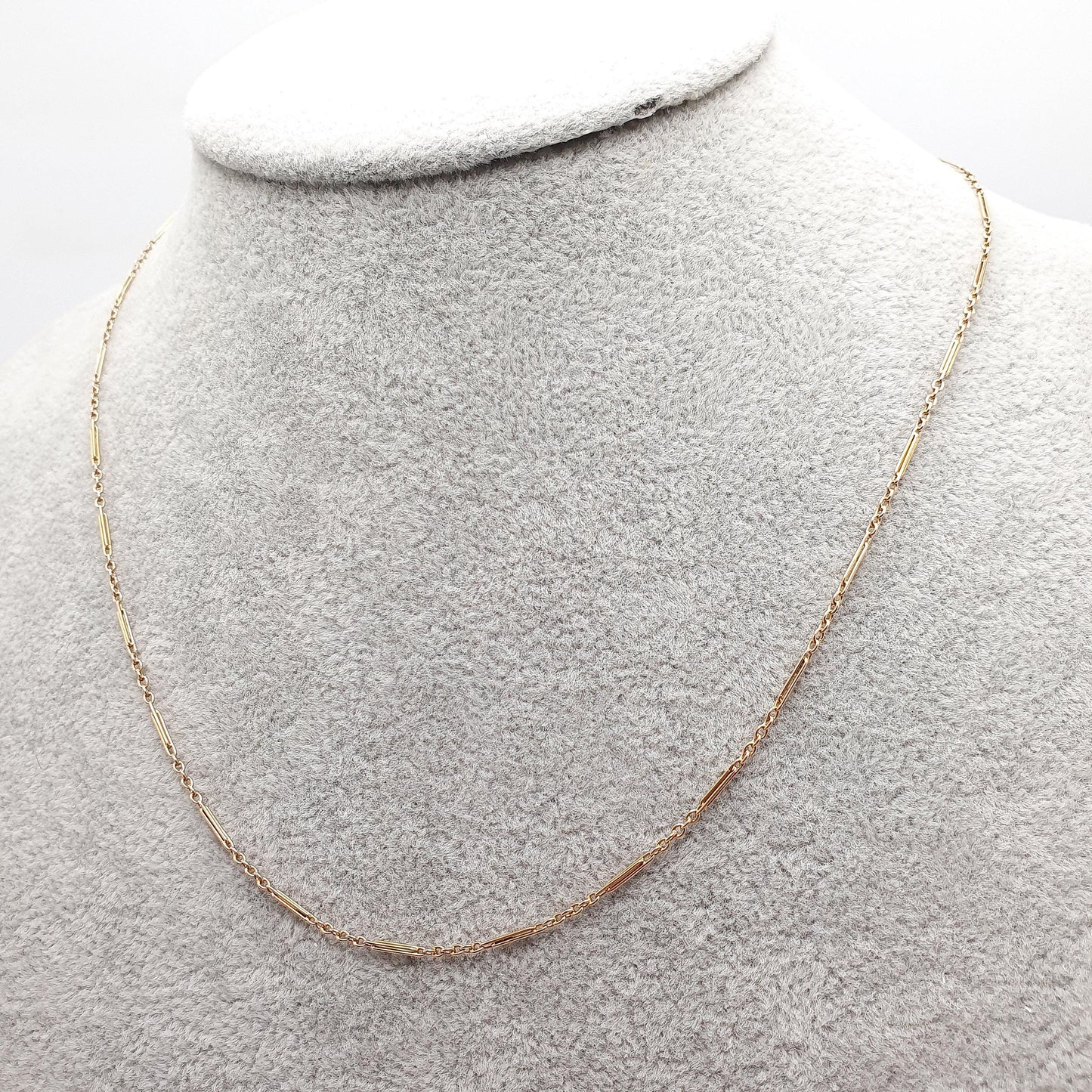 Antique Victorian 15ct Gold Staple Link Chain Necklace Paperclip Yellow 15 Carat Figaro 45cm 2.88g Vintage Jewelry Jewellery