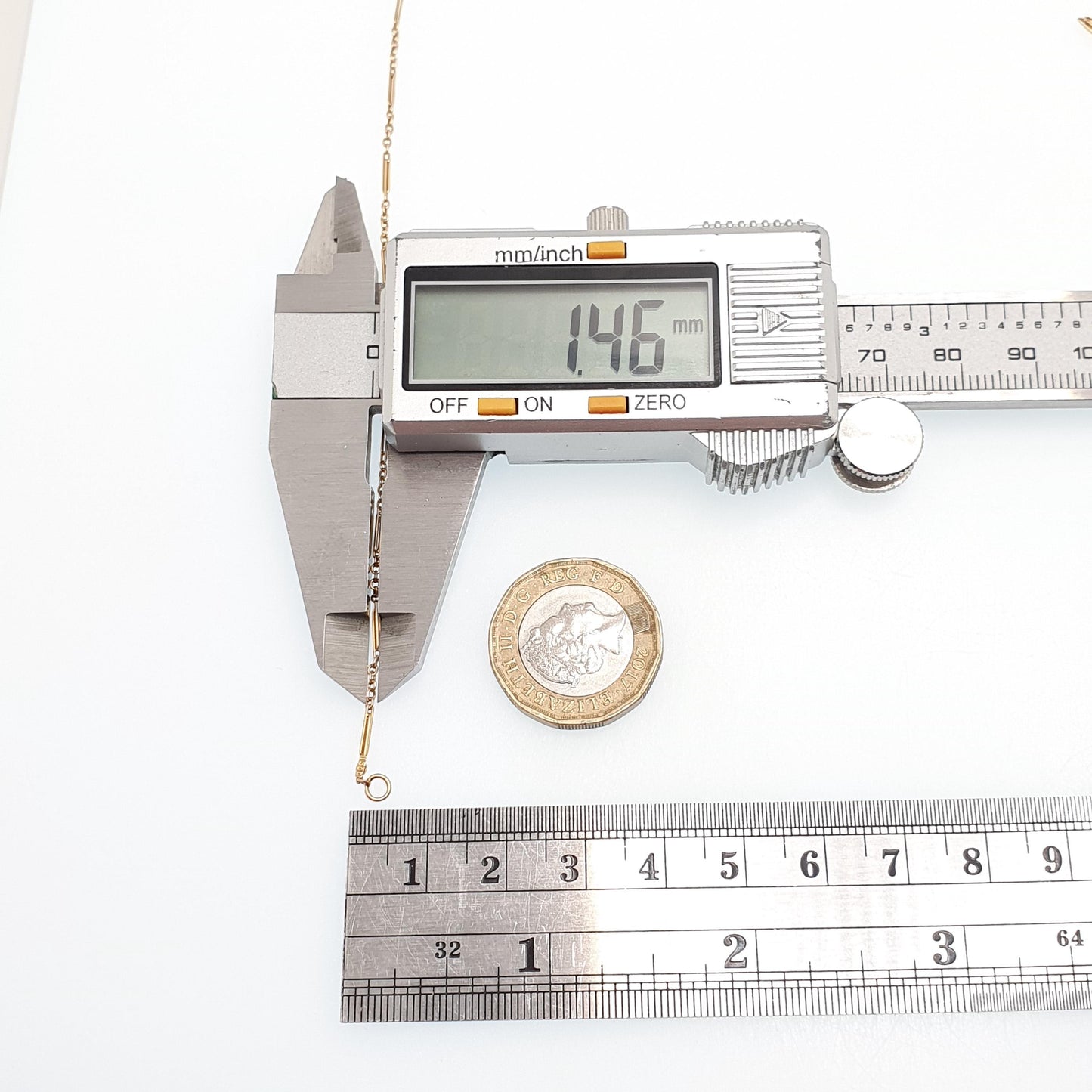 Antique Victorian 15ct Gold Staple Link Chain Necklace Paperclip Yellow 15 Carat Figaro 45cm 2.88g Vintage Jewelry Jewellery