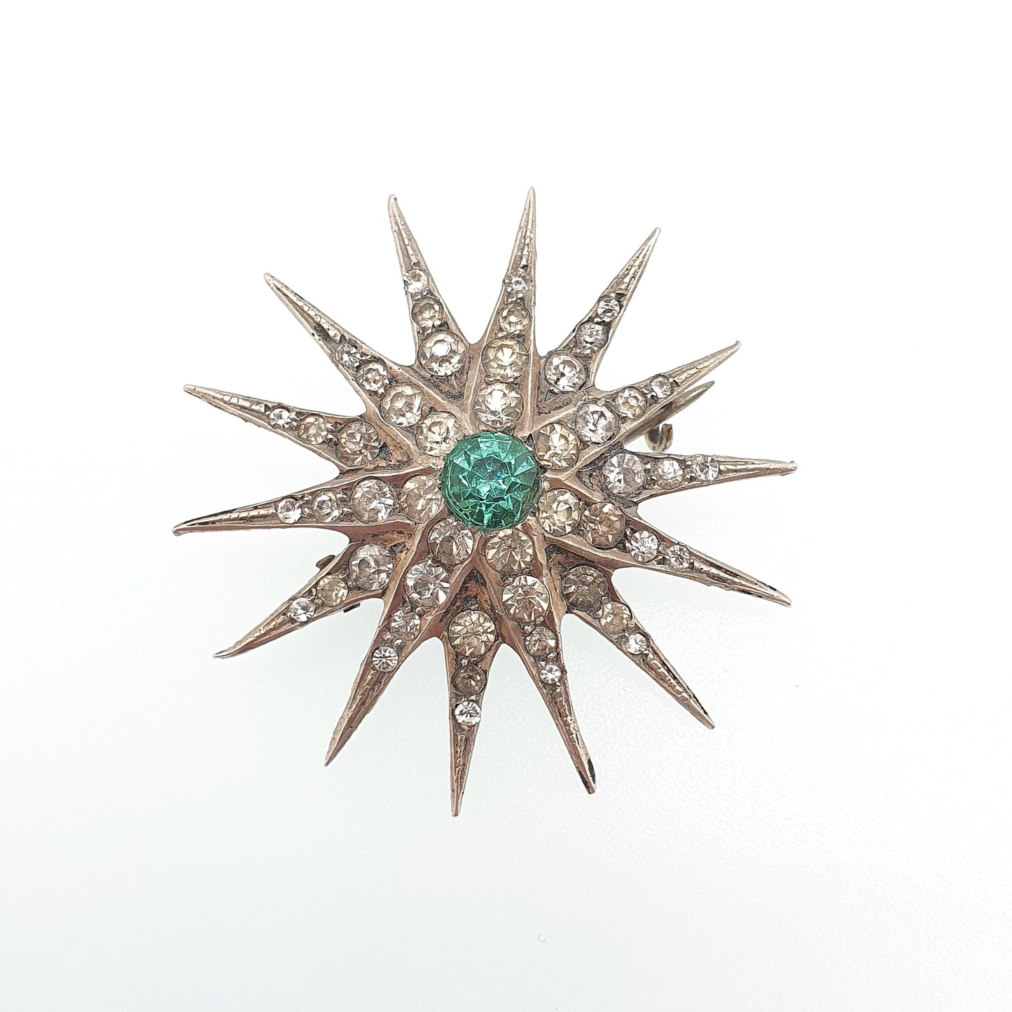 Antique Solid Silver Diamond Paste Star Brooch Victorian Large Big Sparkly Pin Celestial Jewelry Jewellery Vintage