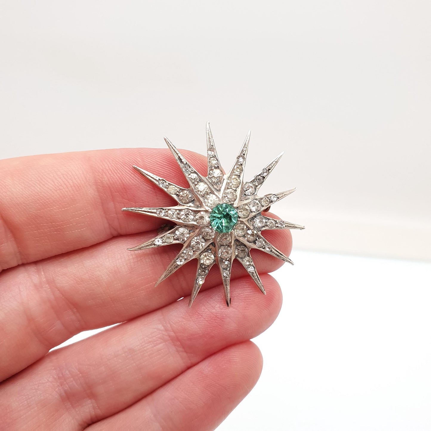 Antique Solid Silver Diamond Paste Star Brooch Victorian Large Big Sparkly Pin Celestial Jewelry Jewellery Vintage