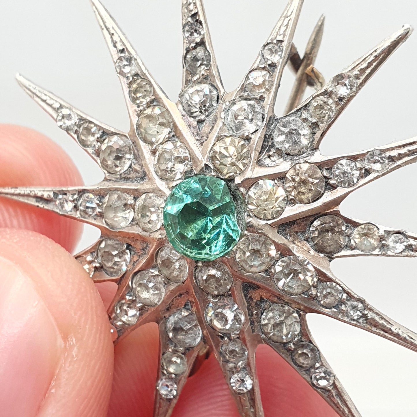 Antique Solid Silver Diamond Paste Star Brooch Victorian Large Big Sparkly Pin Celestial Jewelry Jewellery Vintage