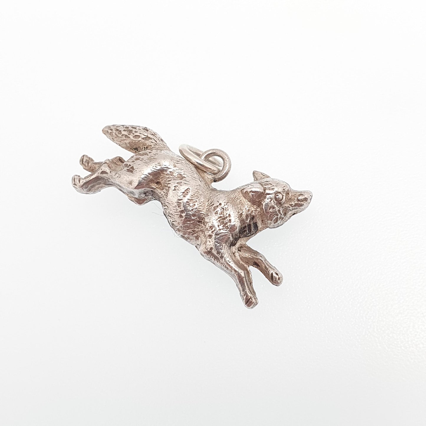 Antique Victorian Solid Silver Fox Pendant Charm Necklace Running Nice Detail Animal Hunting Vintage Jewelry Jewellery