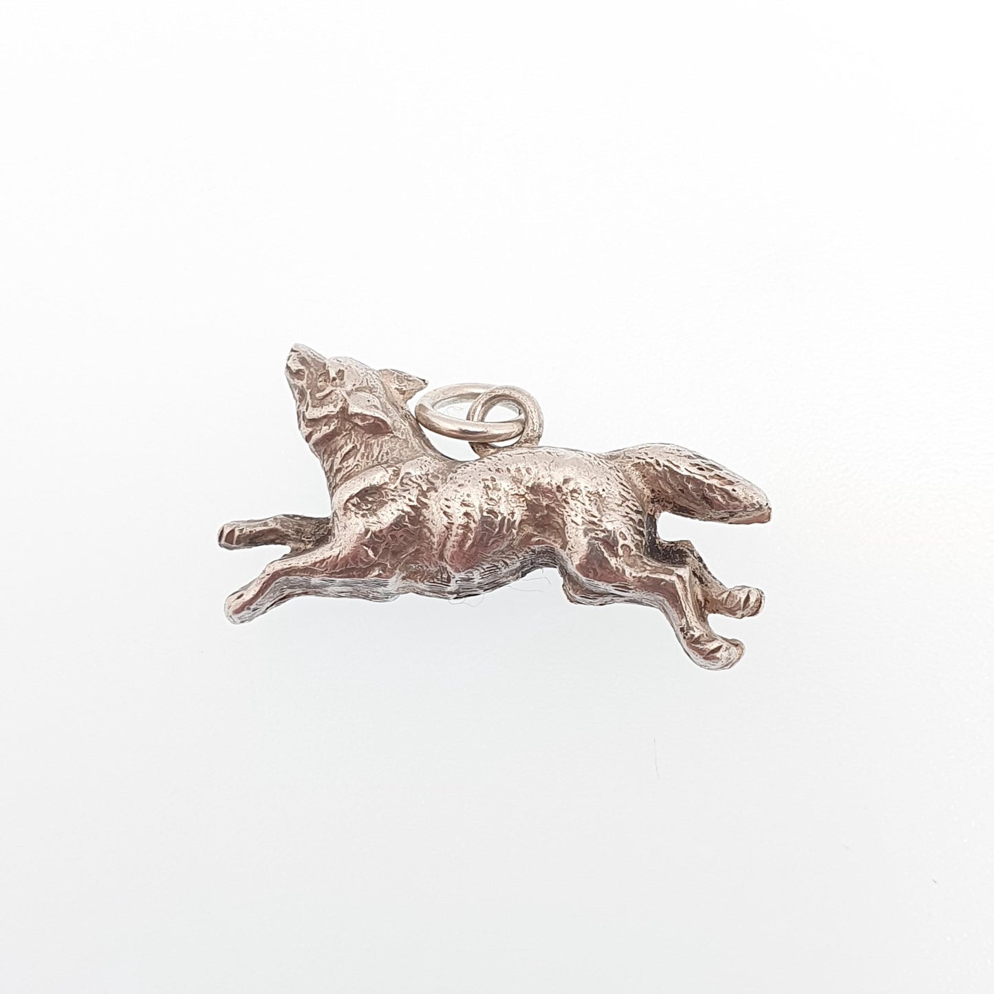 Antique Victorian Solid Silver Fox Pendant Charm Necklace Running Nice Detail Animal Hunting Vintage Jewelry Jewellery