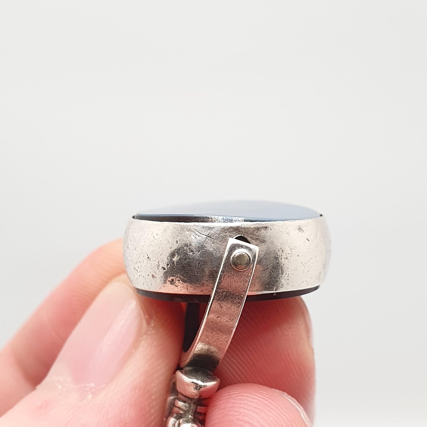 Antique Bulldog Pitbull Sterling Silver Spinner Fob Necklace Pendant Dog Dogs 1893 Hallmark Carnelian Agate Gemstone Vintage Jewelry