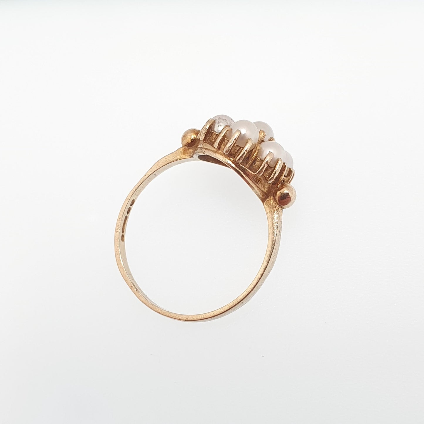 Vintage 9ct 9k Gold Pearl Cluster Ring Cultured Pearls 1972 Hallmark Solid 375 9kt Real Genuine Womens Jewelry Jewellery