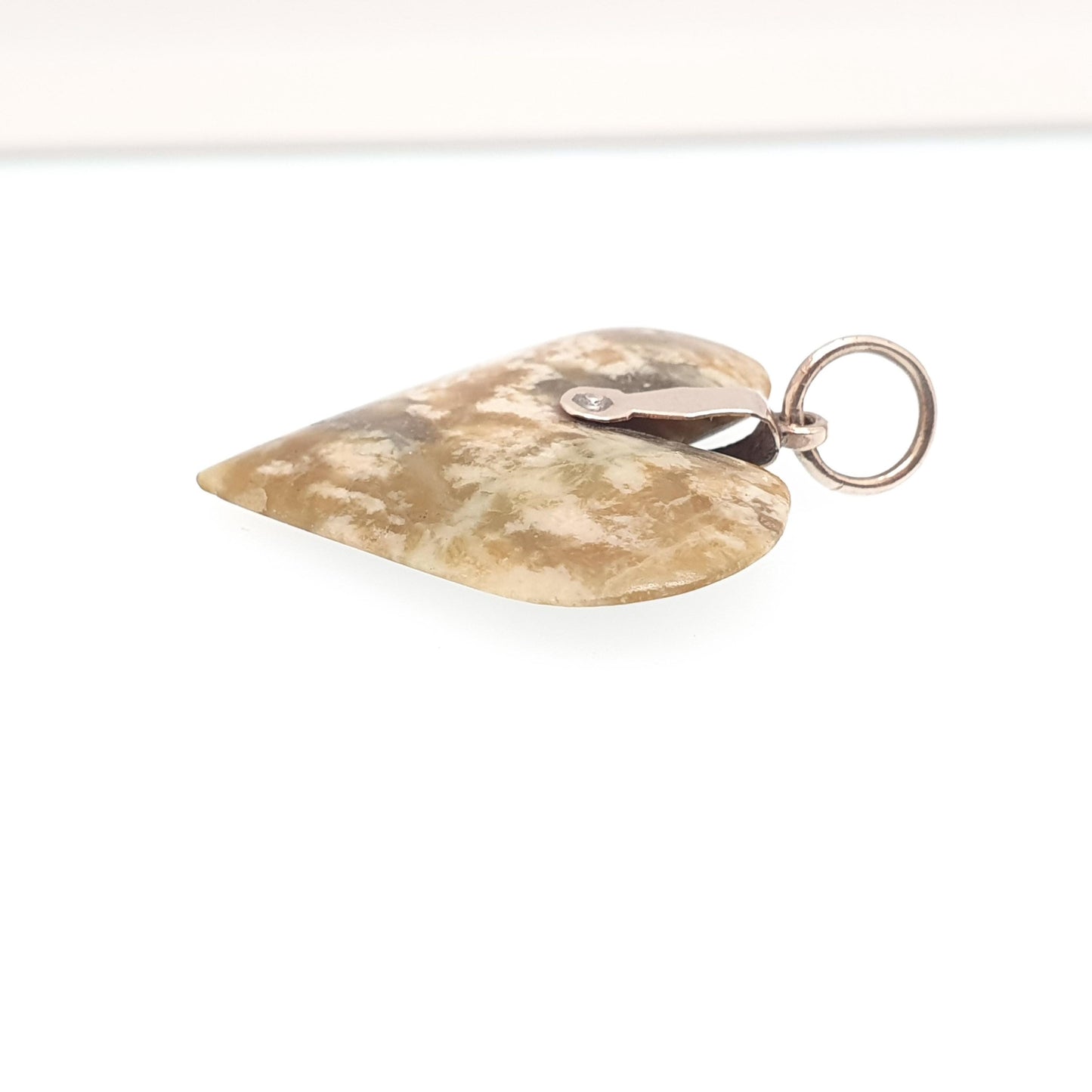 Antique 9ct Gold Connemara Marble Heart Necklace Pendant Victorian Solid 9k 9kt Irish Green Hardstone Love Vintage Jewelry Jewellery