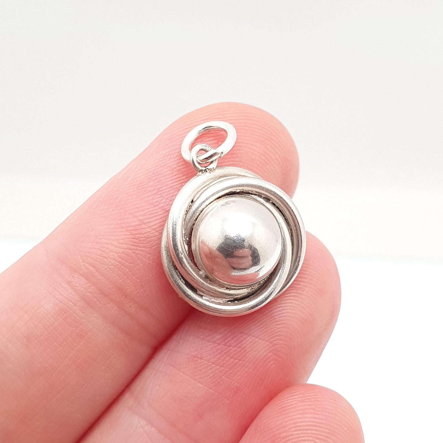 Antique Solid Silver Victorian Spiral Charm Pendant Dome Arts and Crafts Swirl Vintage Womens Mens Necklace Jewellery Jewelry