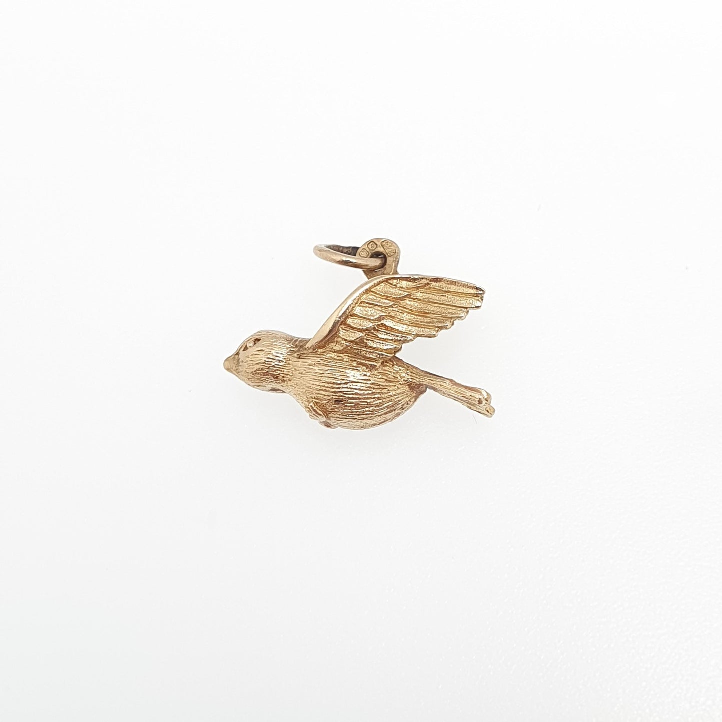 Vintage 9ct Gold Bird Charm Pendant Flying Swallow Solid 9k 375 Necklace Bracelet Birds Retro Womens Mens Jewelry Jewellery