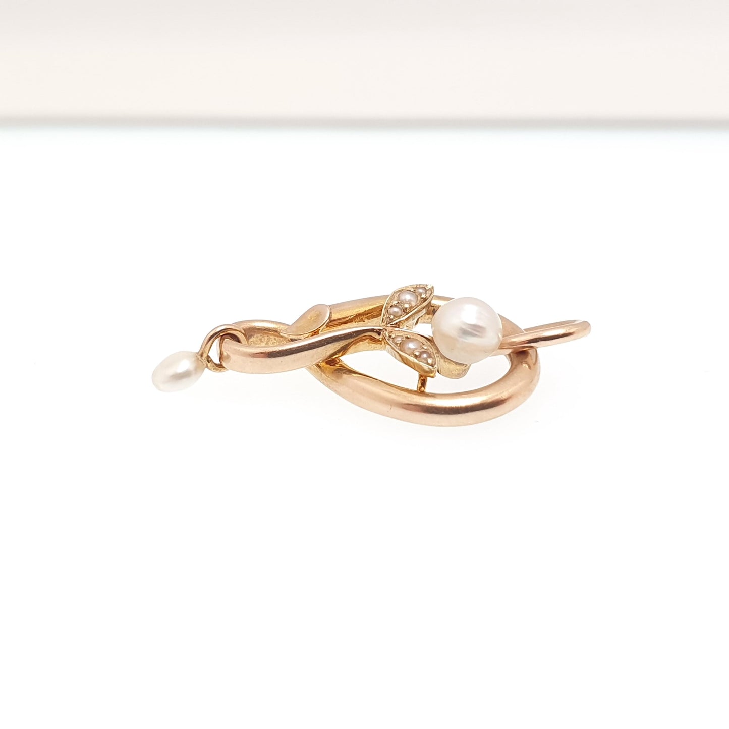 Antique 15ct Gold Pearl Necklace Infinity Pendant Art Nouveau Figure 8 Solid 625 15 Carat Vintage White Gemstones Jewelry Jewellery