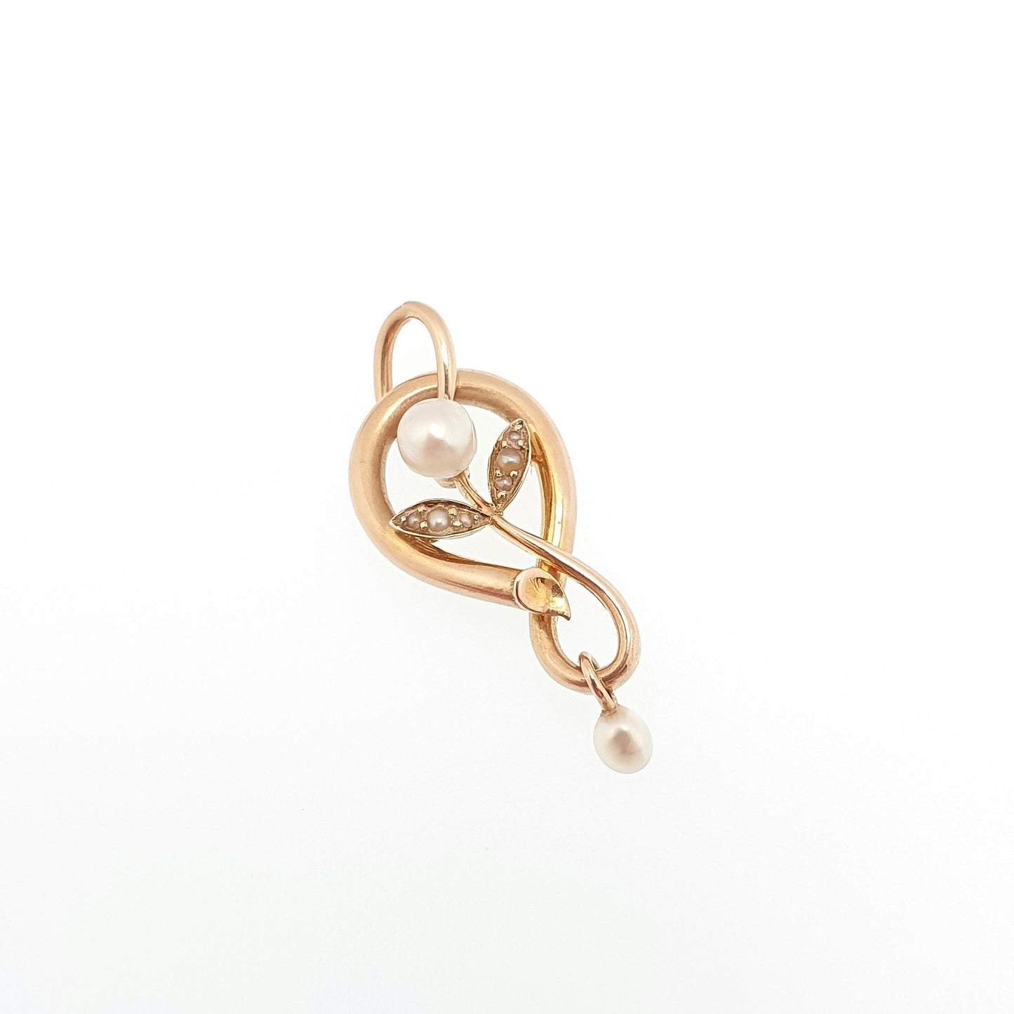 Antique 15ct Gold Pearl Necklace Infinity Pendant Art Nouveau Figure 8 Solid 625 15 Carat Vintage White Gemstones Jewelry Jewellery