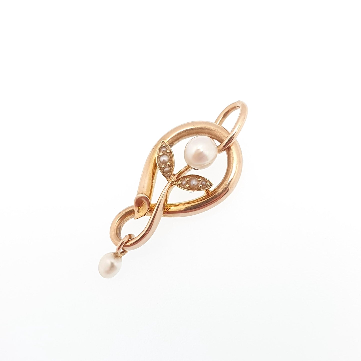 Antique 15ct Gold Pearl Necklace Infinity Pendant Art Nouveau Figure 8 Solid 625 15 Carat Vintage White Gemstones Jewelry Jewellery