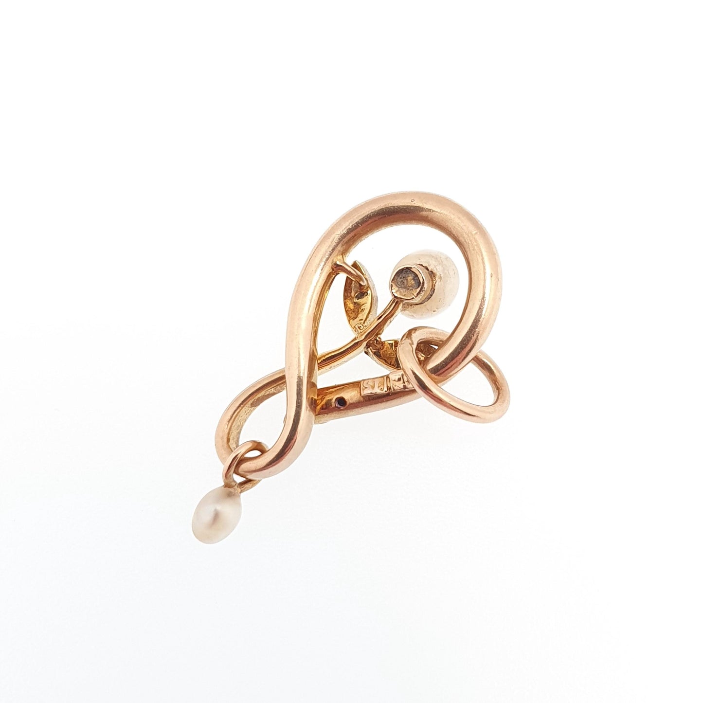 Antique 15ct Gold Pearl Necklace Infinity Pendant Art Nouveau Figure 8 Solid 625 15 Carat Vintage White Gemstones Jewelry Jewellery