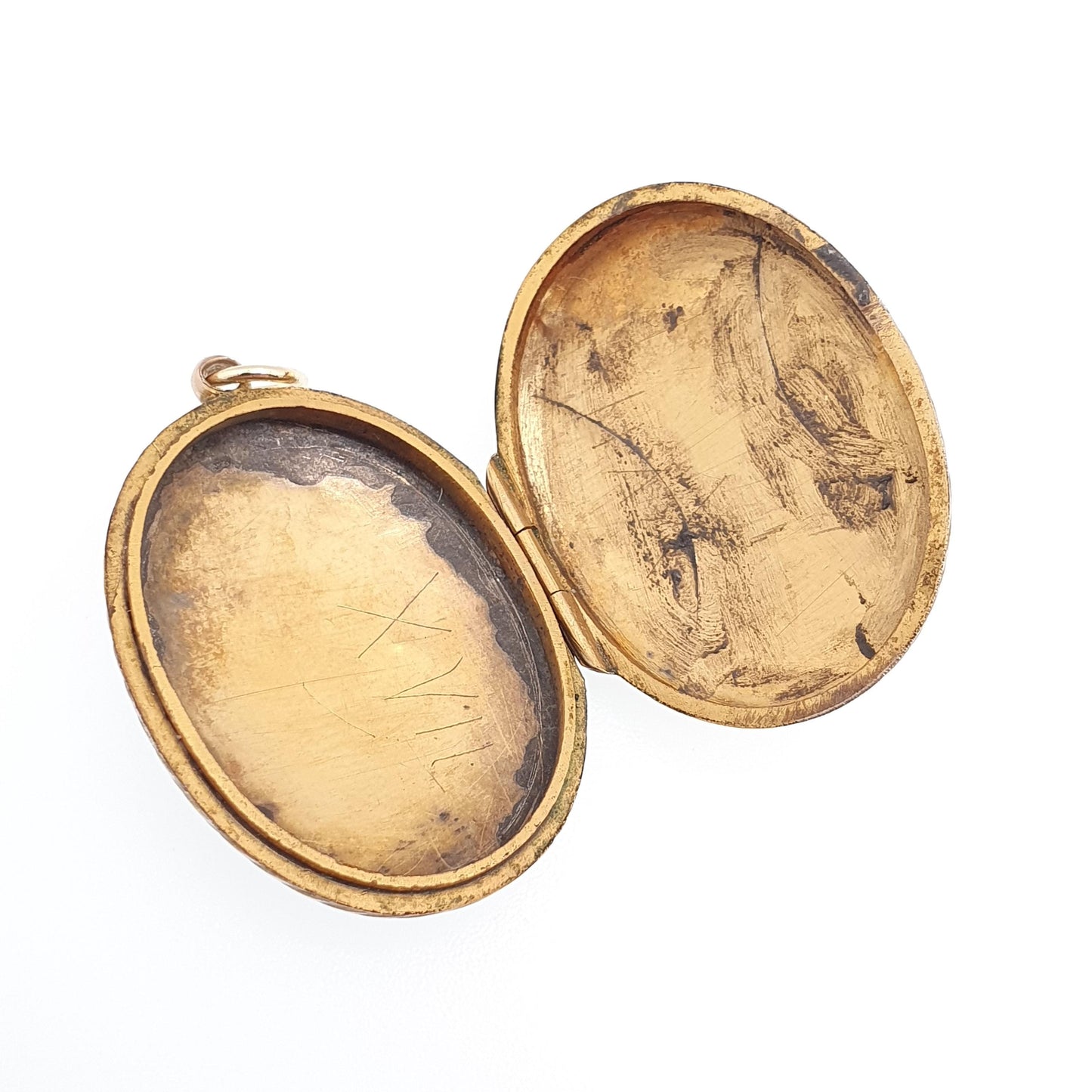 Antique 9ct Gold Locket Oval Victorian Solid 9k 375 Back and Front Hand Engraved Pendant Necklace Jewelry Jewellery