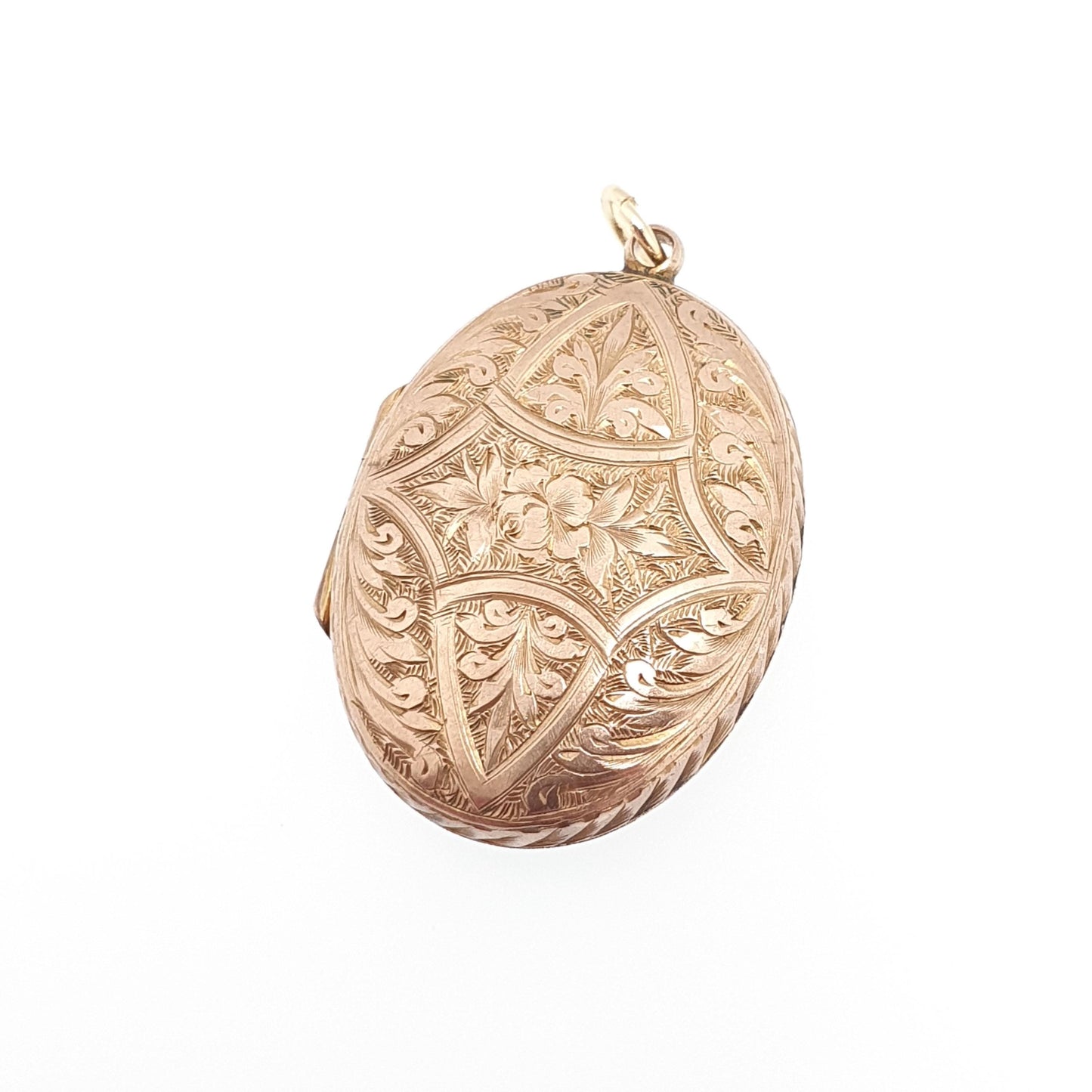 Antique 9ct Gold Locket Oval Victorian Solid 9k 375 Back and Front Hand Engraved Pendant Necklace Jewelry Jewellery