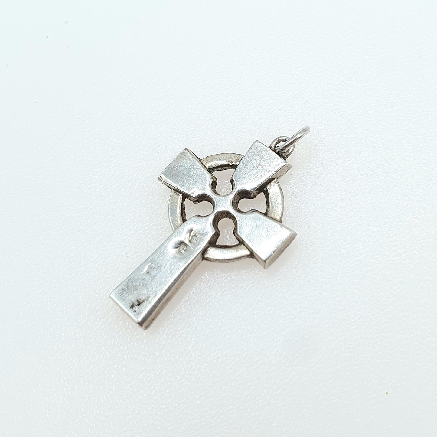 Antique Solid Silver Celtic Cross Connemara Marble Pendant Gaelic Irish Necklace Jewelry Jewellery Womens Mens Crucifix