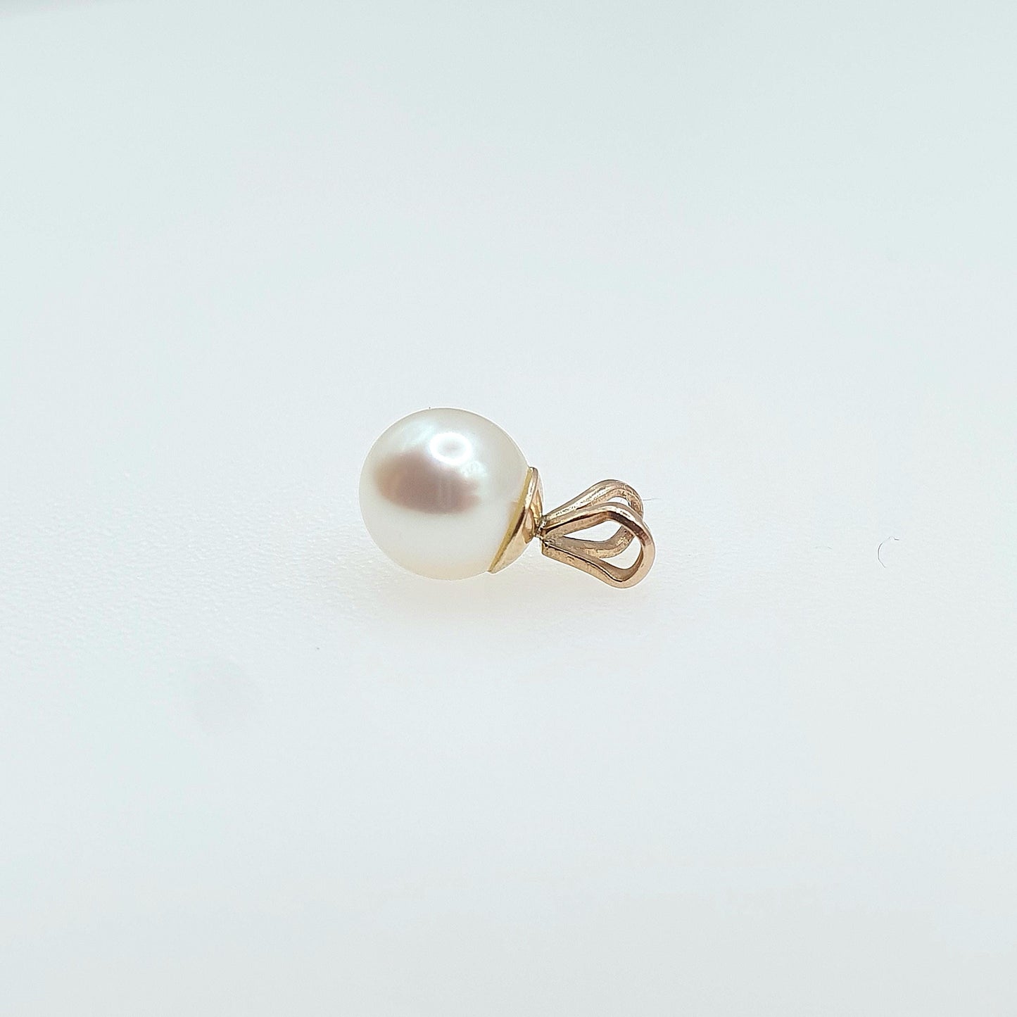Vintage 9ct Gold Cultured Pearl Pendant Necklace Charm Solitaire Solid 9k 9kt Small Round Bead Single Cute Jewelry Jewellery