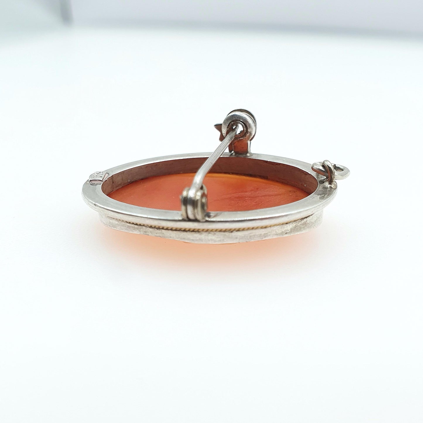 Antique Solid Silver Three Graces Cameo Brooch Necklace Hand Carved Shell Pendant Mythology Vintage Unisex Jewellery Jewelry