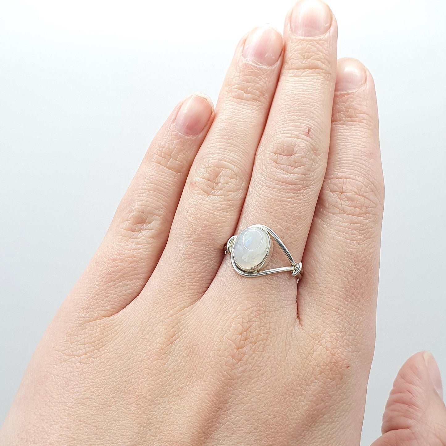 Vintage Sterling Silver Rainbow Moonstone Ring Labradorite Blue Aduralesence Women Solid 925 Blue Fire Jewelry Jewellery