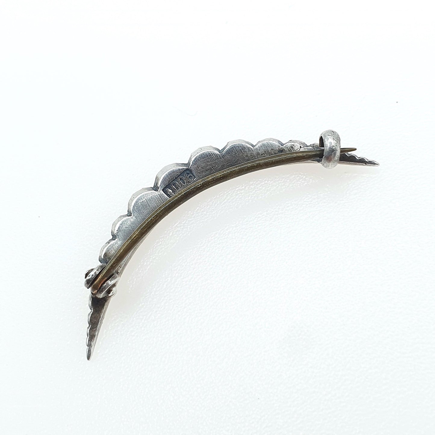 Antique Victorian Solid Silver Crescent Moon Diamond Paste Brooch Celestial Womens Mens Unisex Jewellery Jewelry