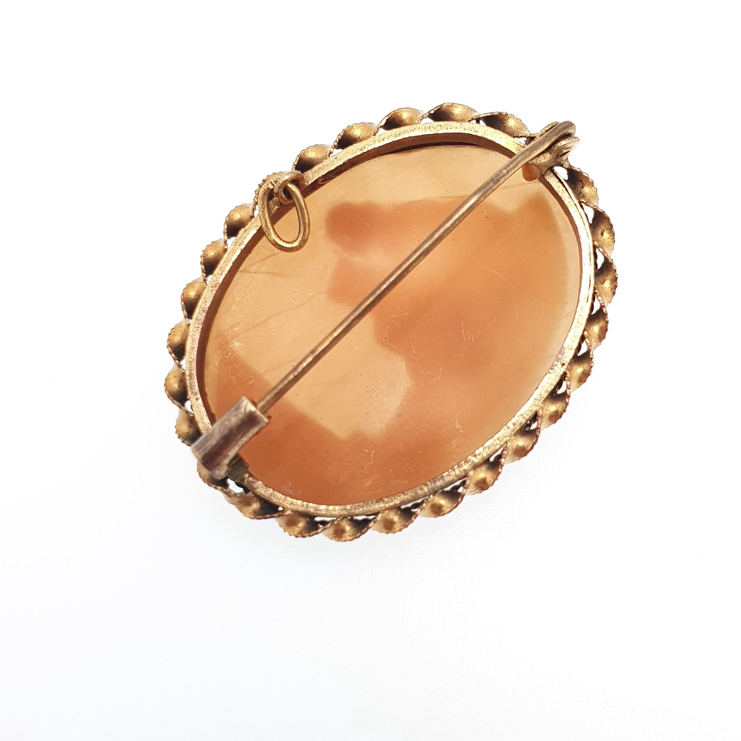 Antique Lyre Cameo Brooch Roman Column Gold Gilt Hand Carved Genuine Shell Jewelry 1920s Art Deco Jewellery Vintage