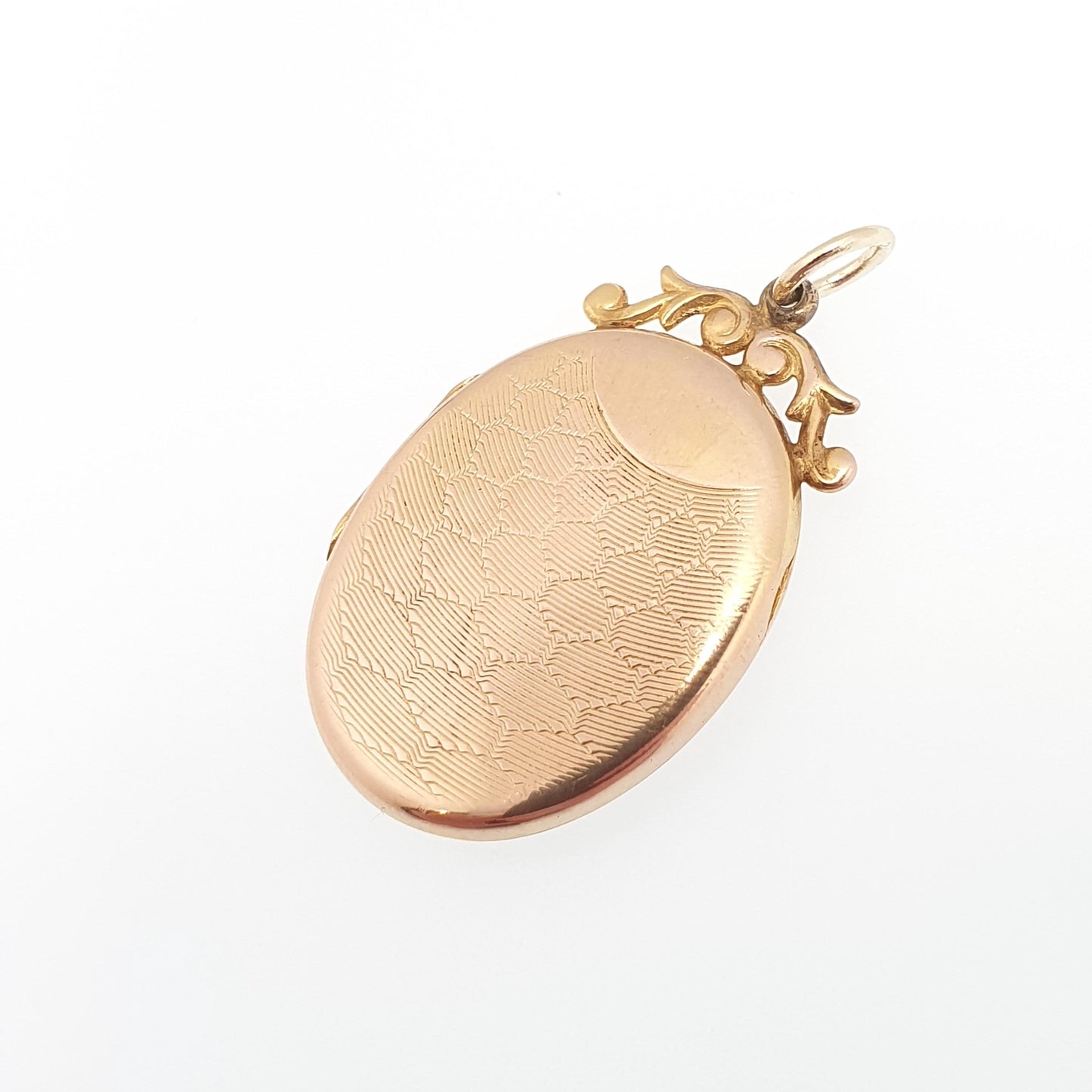 Antique 9ct 9k Gold Locket Honeycomb Pattern Oval All Solid 9kt 375 Pendant Hallmarked Necklace Vintage Jewelry Jewellery