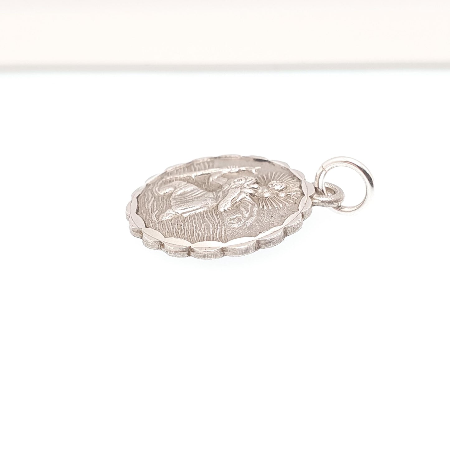 Vintage Sterling Silver GEORG JENSEN St Christopher Pendant Necklace Small Plane Car Double Sided Genuine Saint Jewellery Jewelry Women
