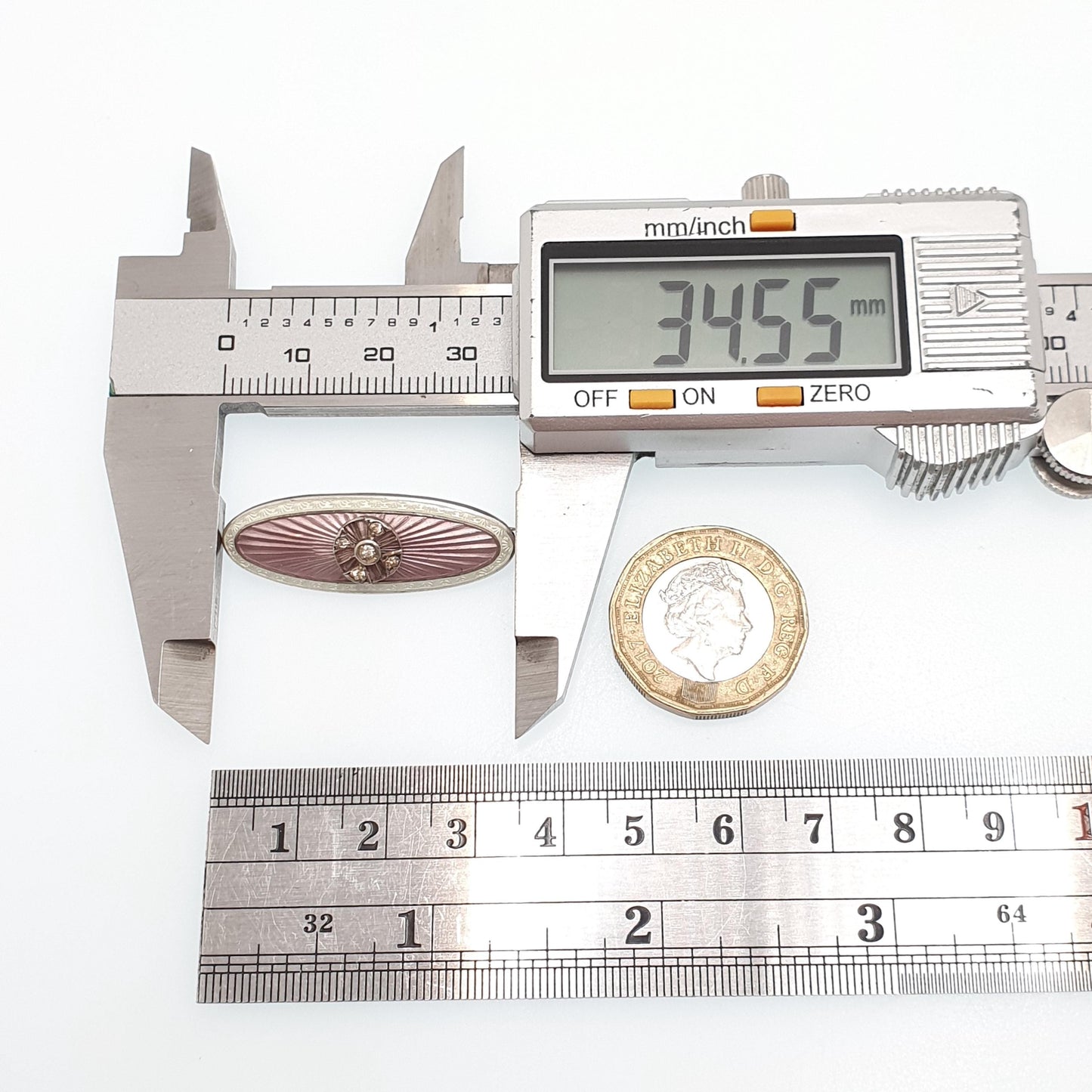 Antique Solid Silver Diamond Paste Enamel Brooch Lilac & White Enamel Guilloche Vintage Scandinavian Style Jewelry Jewellery