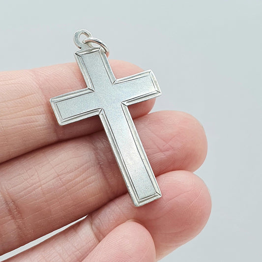 Antique Sterling Silver Crucifix Cross Pendant Necklace Catholic Christian Religious Jewellery Jewelry Vintage Womens Mens