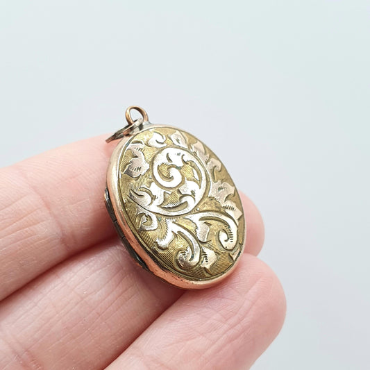 Antique Victorian Rolled Gold Locket Necklace Pendant Gold Filled 1800s Oval Vintage Womens Ladies Jewellery Jewelry