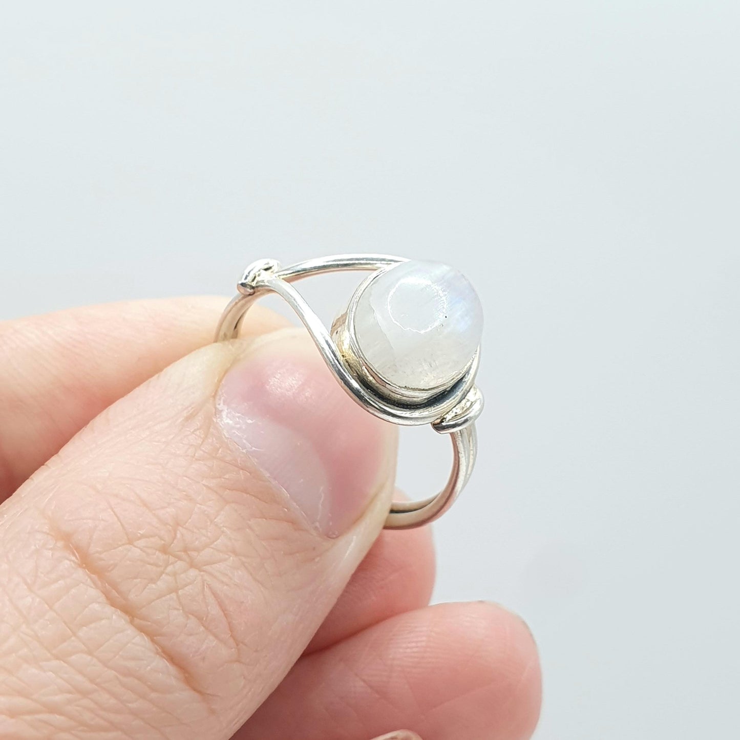 Vintage Sterling Silver Rainbow Moonstone Ring Labradorite Blue Aduralesence Women Solid 925 Blue Fire Jewelry Jewellery