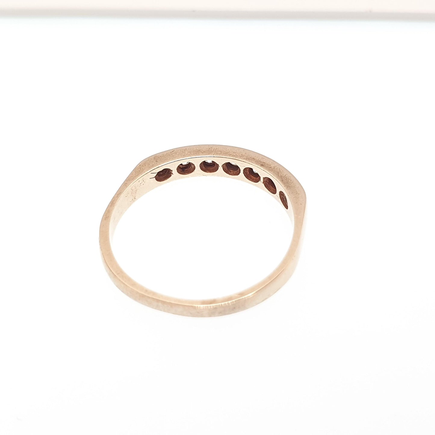 Vintage 9k 9ct Gold Half Eternity Ring CZ Gemstones Diamond Simulant Stacker Sparkly Solid 375 Retro Womens Jewelry Jewellery