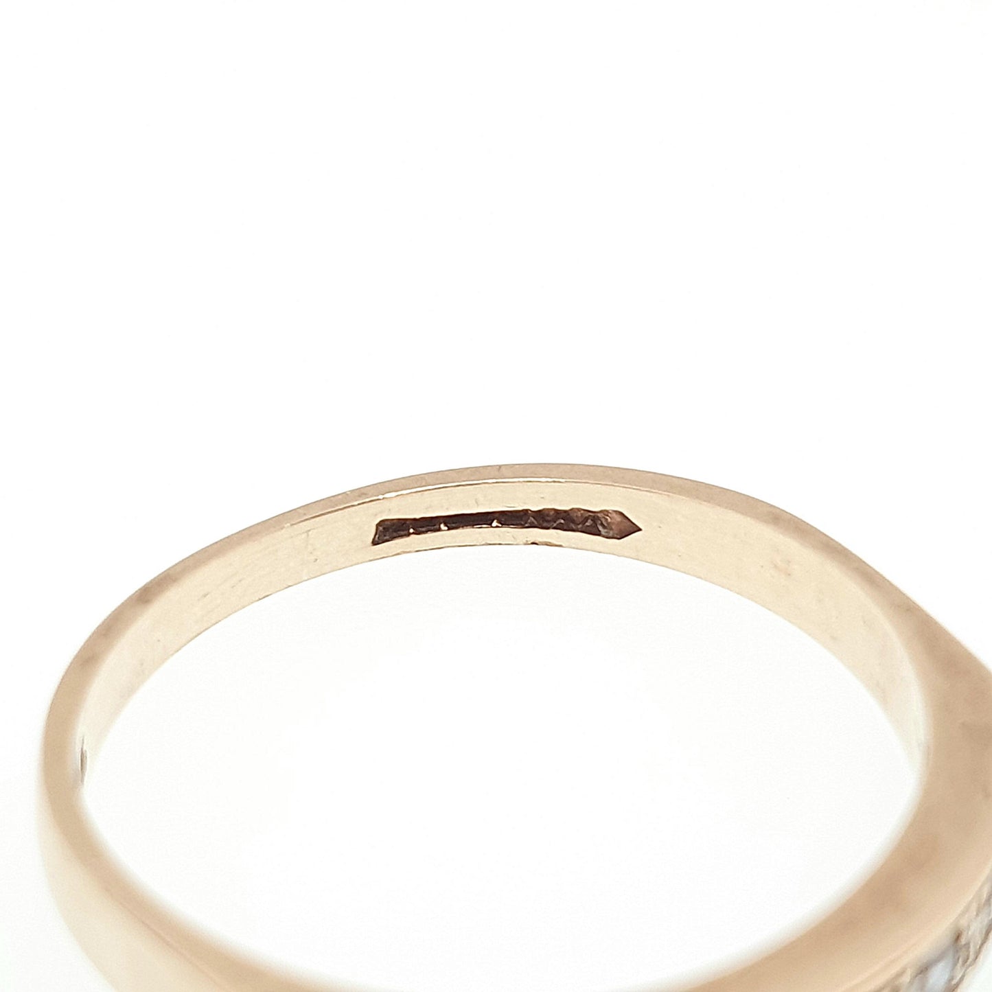 Vintage 9k 9ct Gold Half Eternity Ring CZ Gemstones Diamond Simulant Stacker Sparkly Solid 375 Retro Womens Jewelry Jewellery