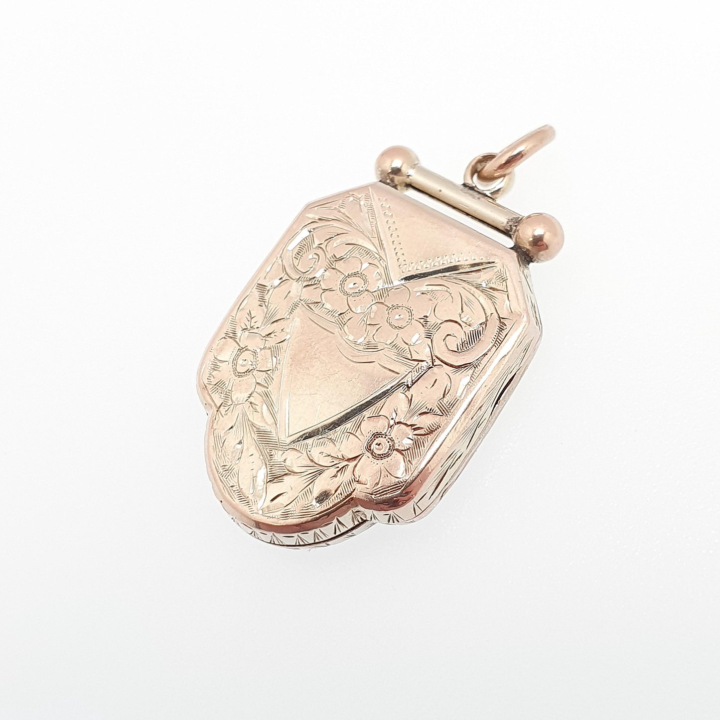 Antique Victorian 9ct Gold Shield Locket 375 9k Back and Front Pendant Large Big Engraved Picture Photo Vintage Womens Jewellery Jewelry