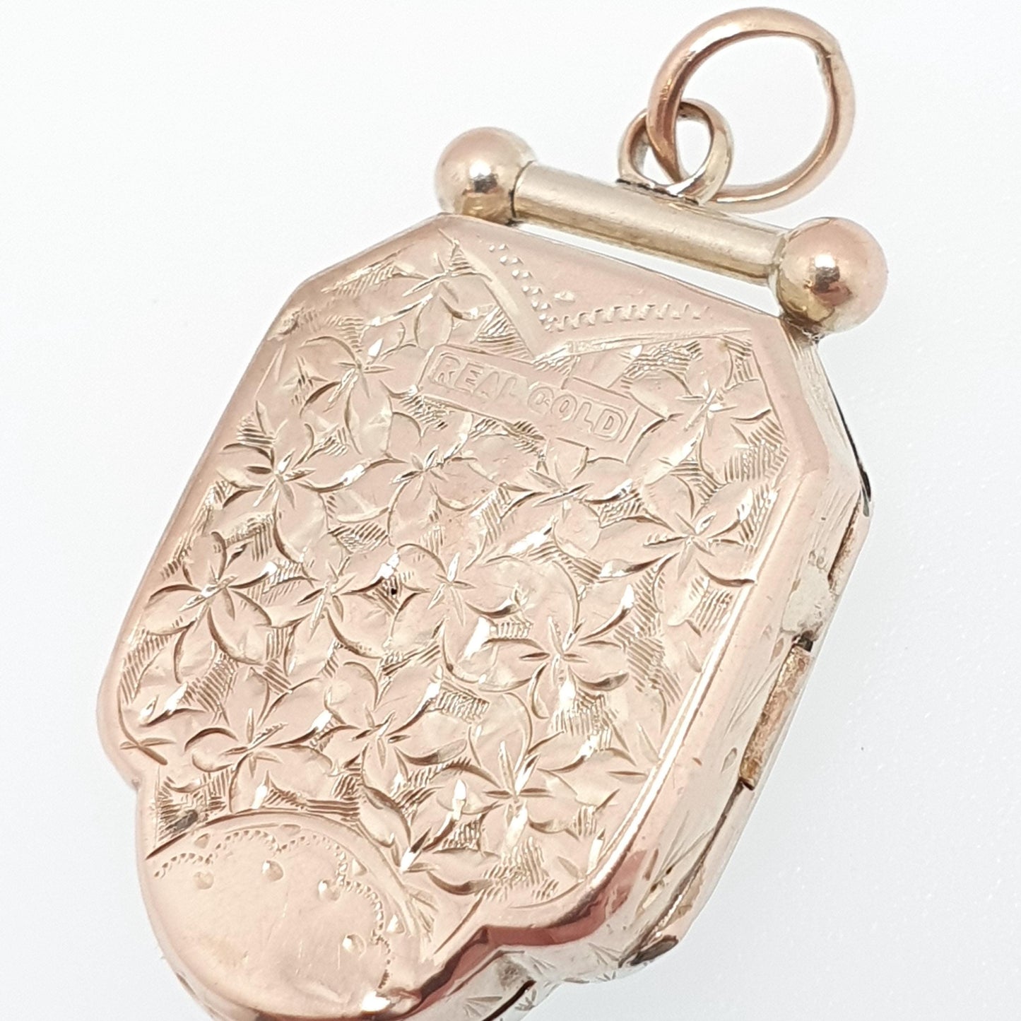 Antique Victorian 9ct Gold Shield Locket 375 9k Back and Front Pendant Large Big Engraved Picture Photo Vintage Womens Jewellery Jewelry