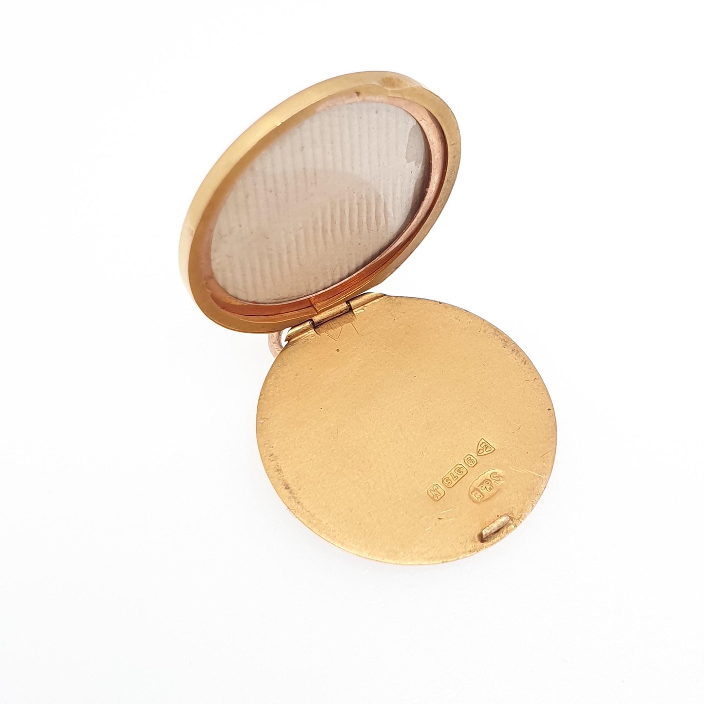 Antique Solid 9k 9ct Rose Gold Locket Round 1913 Hallmark Vertical Pattern All 9ct 9kt Gold Necklace Photo Picture Pendant Jewelry Jewellery