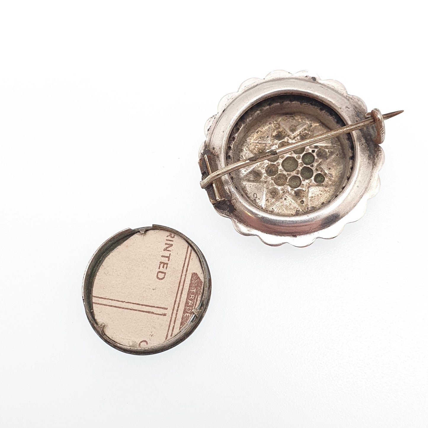 Antique Victorian Solid Silver Mourning Locket Brooch Star Celestial Pin Opening Rear Picture 1800s Womens Jewelry Jewellery