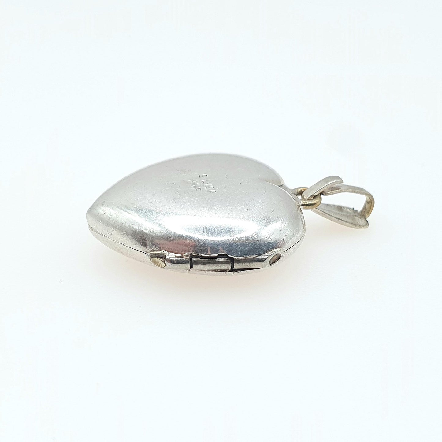 Antique Art Deco Solid Silver Back and Front Heart Locket Sunburst Pattern Keepsake Pendant Necklace Womens Unisex Jewelry Jewellery