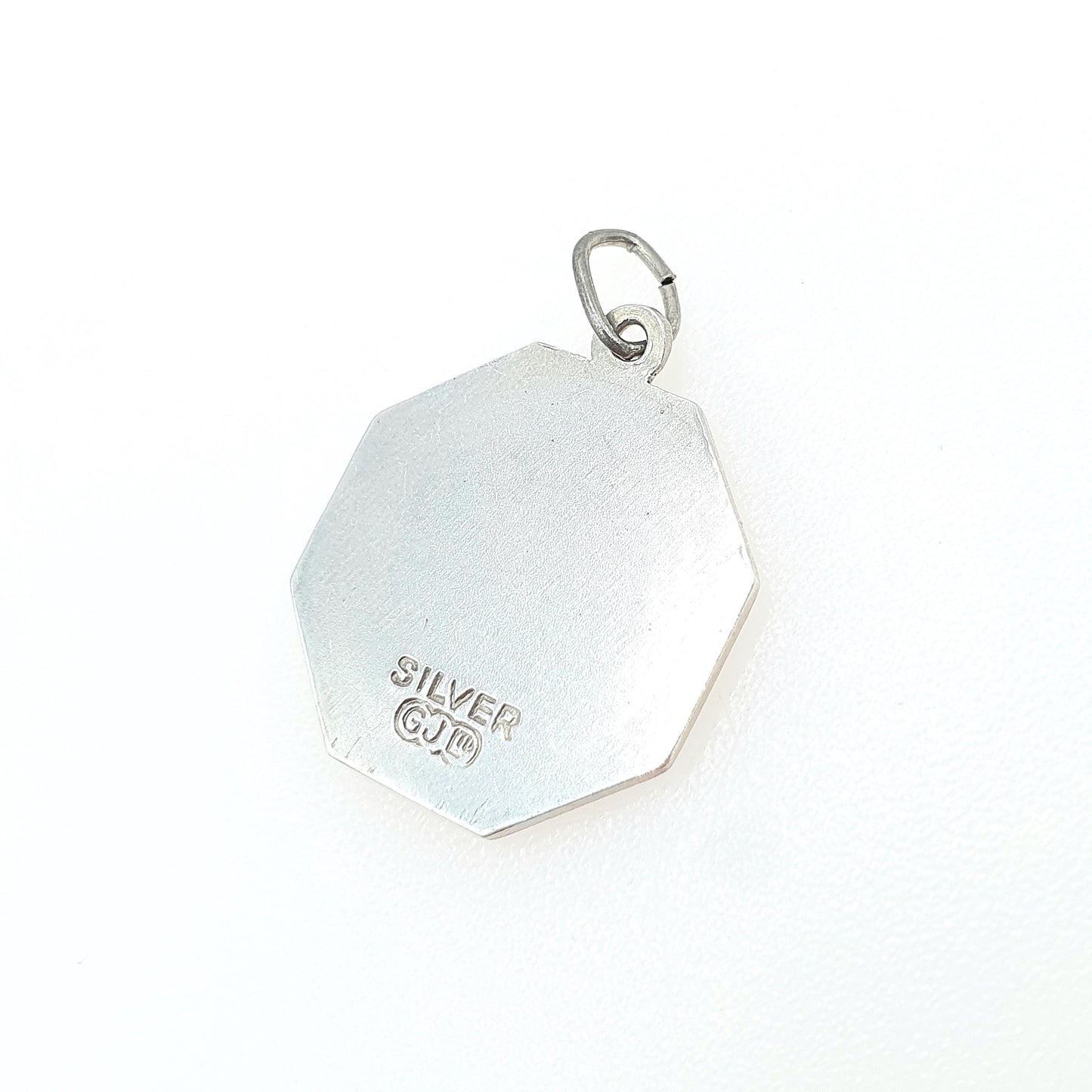 GEORG JENSEN Vintage Sterling Silver St Christopher Pendant Small Octagonal One Sided Saint Jewellery Jewelry Men Women 925 Travel