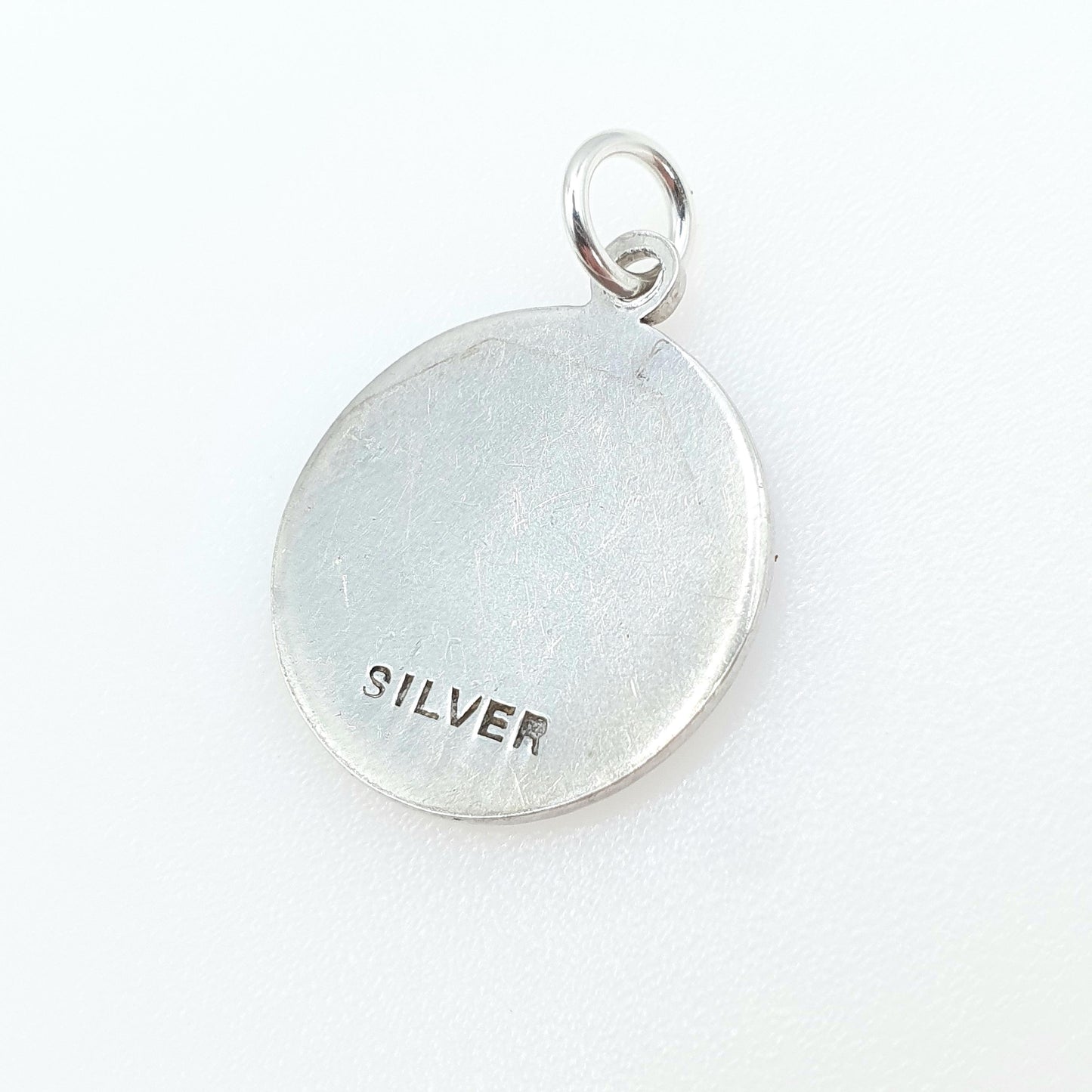 Vintage Sterling Silver Enamel St Christopher Pendant Blue and Green Travel Travelling Patron Womens Mens Jewellery Jewelry