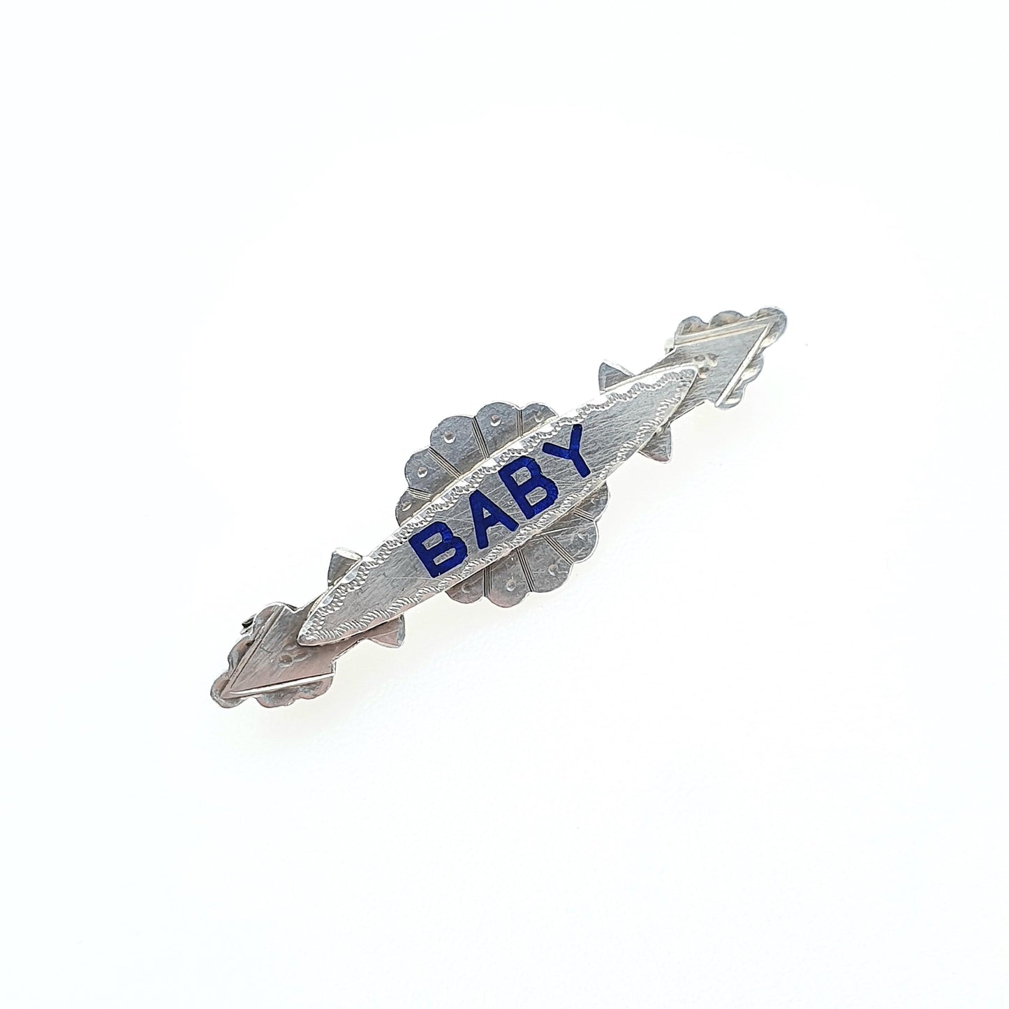 Antique Sterling Silver BABY Brooch Enamel Sweetheart 1901 Hallmark Newborn Pregnant Gift Babies Boy Vintage Womens Jewelry Jewellery