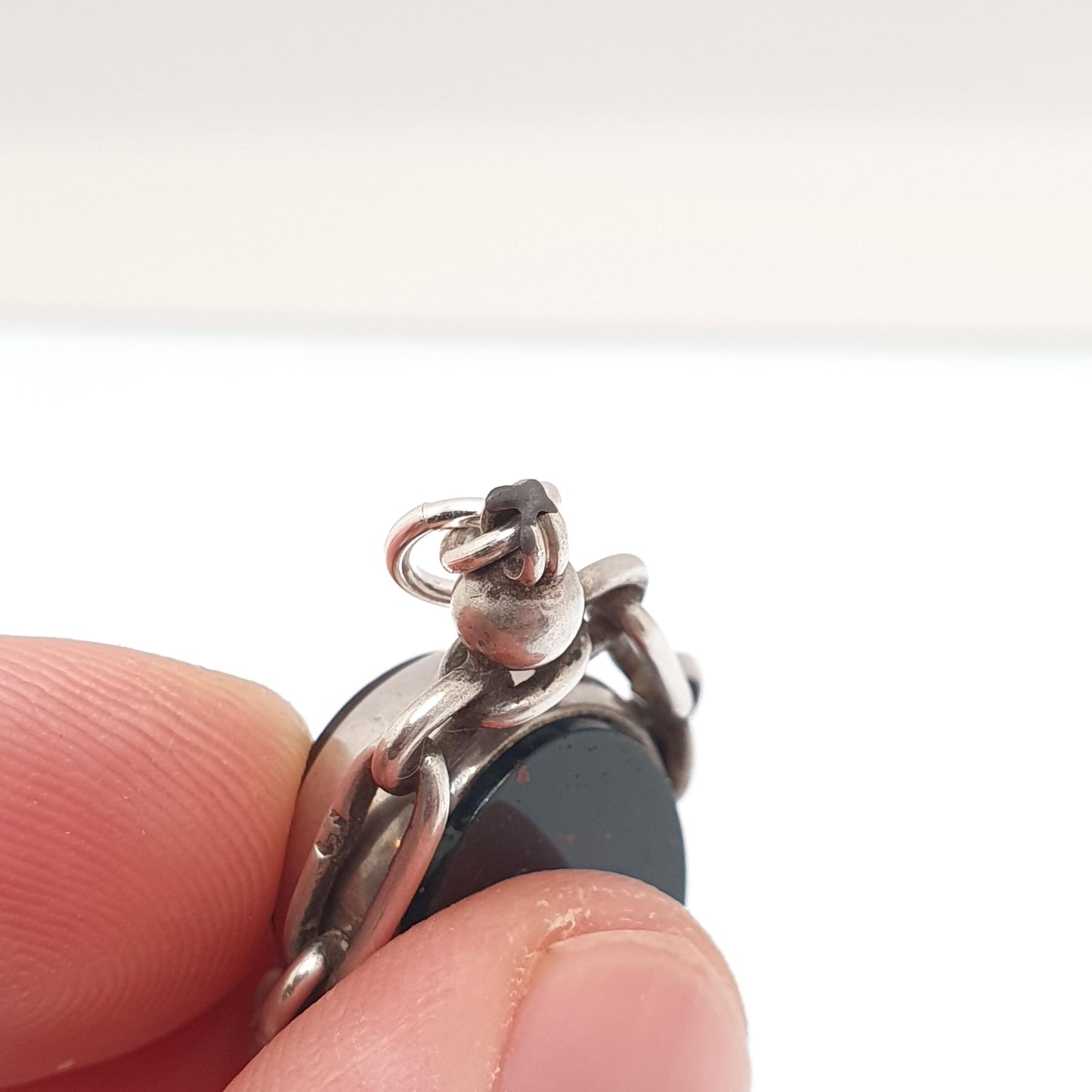 Antique Sterling Silver Bloodstone Spinner Fob Necklace Victorian Pendant Carnelian Vintage Mens Womens Jewelry Jewellery