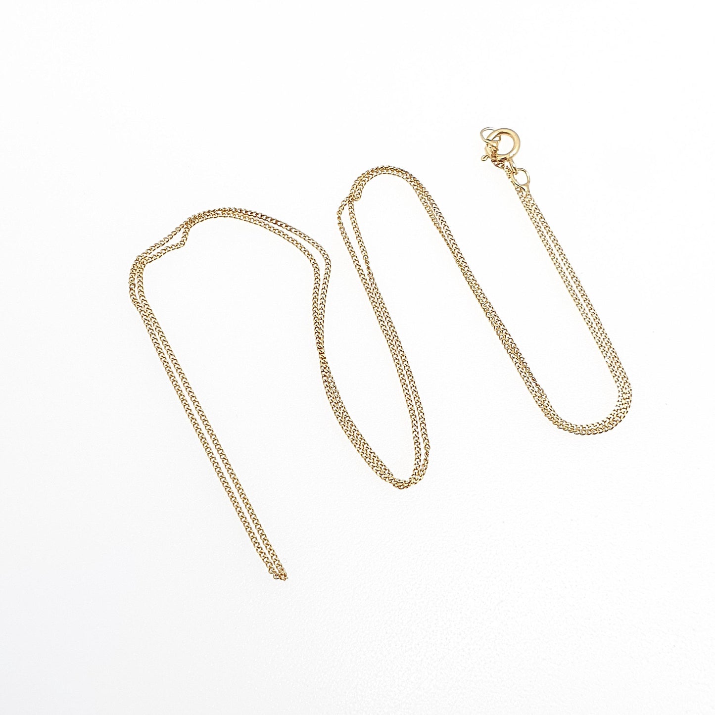 Vintage 9k 9ct Gold Chain Necklace Fine Curb Link 46cm 18.1" 0.76g Solid 9 Carat Yellow Retro Mens Womens Unisex Jewellery Jewelry