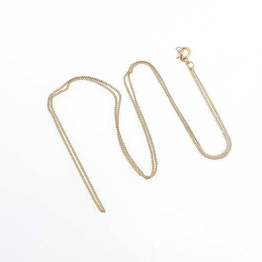 Vintage 9k 9ct Gold Chain Necklace Fine Curb Link 46cm 18.1" 0.76g Solid 9 Carat Yellow Retro Mens Womens Unisex Jewellery Jewelry