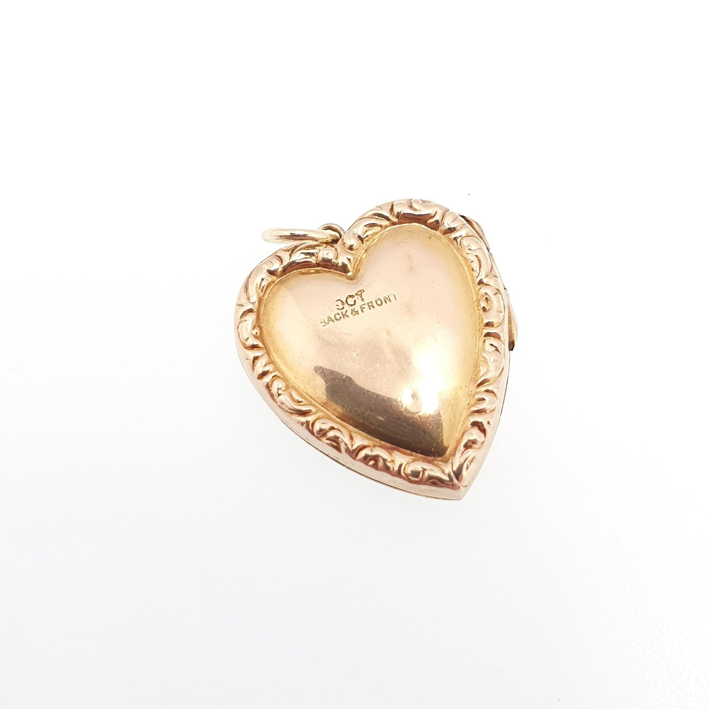 Antique 9ct Gold Bird Locket Heart Shape Back and Front Solid 9k 375 Pendant Necklace Jewelry Womens Vintage Jewellery