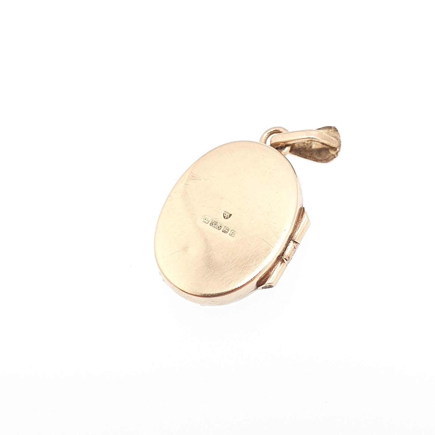 Vintage Solid 9ct 9k Gold Ruby Locket Small Oval All 9kt 9 Carat Star Centre Genuine Gemstone Necklace Photo Picture Pendant