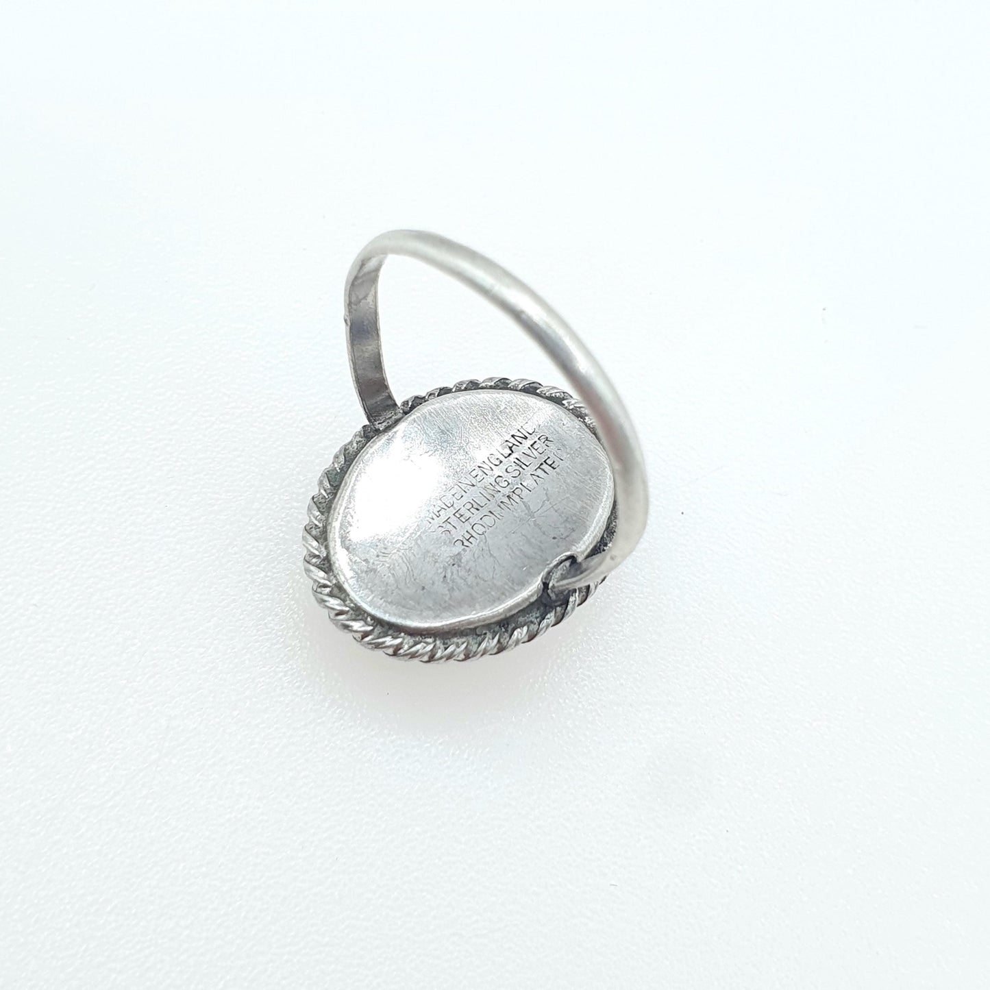 Antique Art Deco Sterling Silver Butterfly Wing Ring Oval Insect Blue Morpho 1920s Vintage Womens Jewellery Jewelry